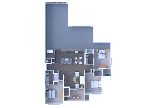 Floor plan for 3 beds, 2 baths, 1436 sqft